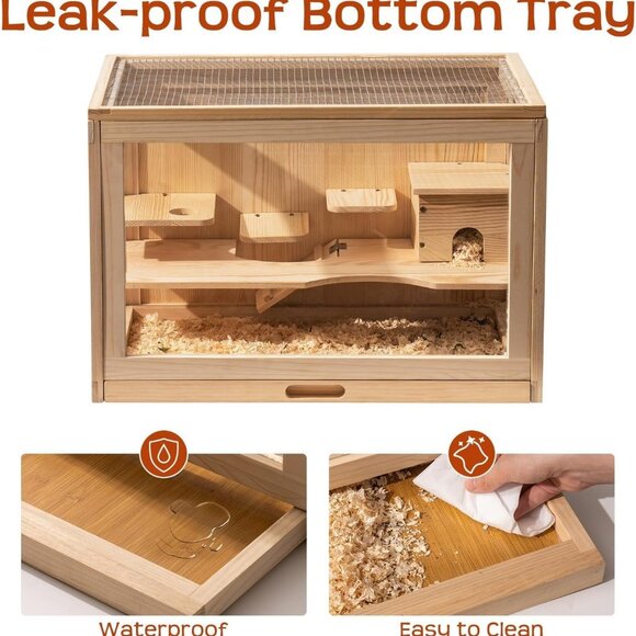 NEW! Mewoo Wooden Hamster Cage for Dwarf Hamsters, mice, gerbil, guinea pig - Picture 4 of 8